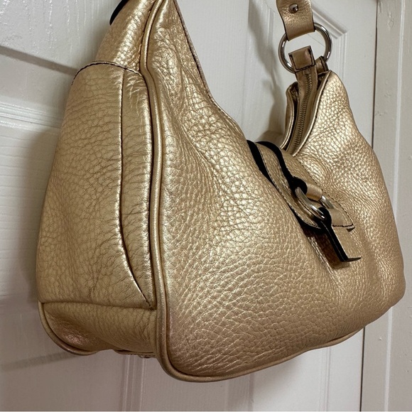 Talbots Metallic Pebbled Leather Hobo Bag Gold - Picture 4 of 10